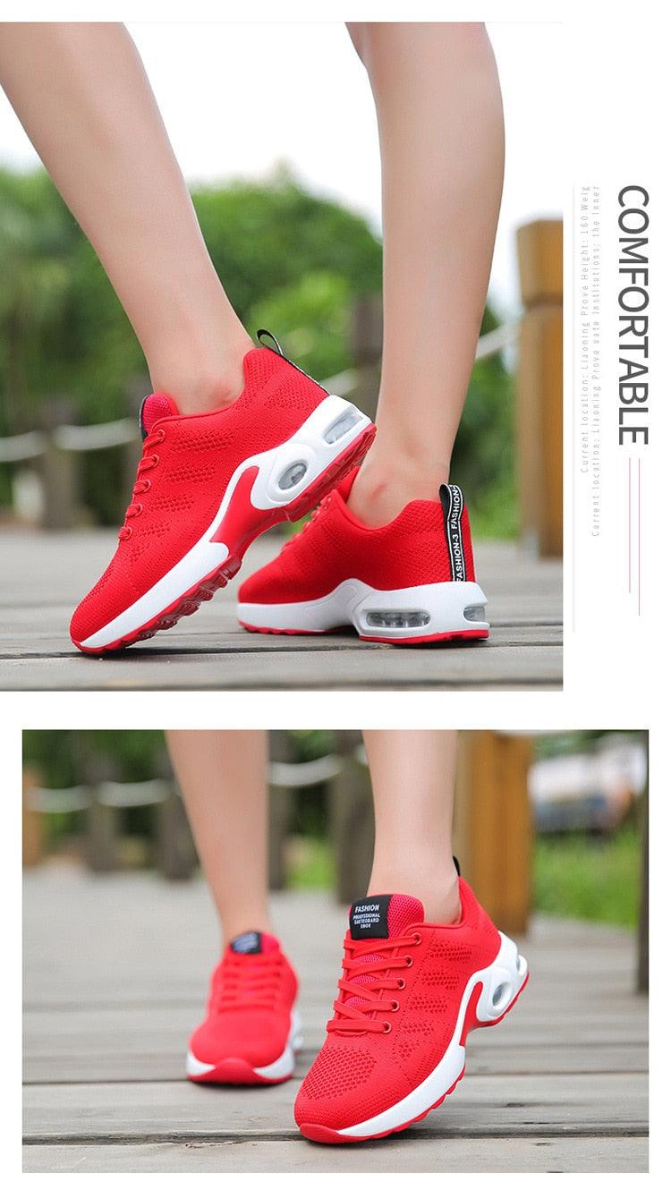 Athletic Sport Platform Sneakers Breathable Women Casual Fashion Height Increasing Shoes Air Cushion Soft Bottom Ultra Lightweight Running Workout Shoes Sports Design Stevvex
