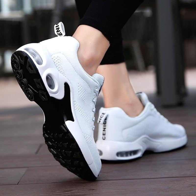 Athletic Sport Platform Sneakers Breathable Women Casual Fashion Height Increasing Shoes Air Cushion Soft Bottom Ultra Lightweight Running Workout Shoes Sports Design Stevvex