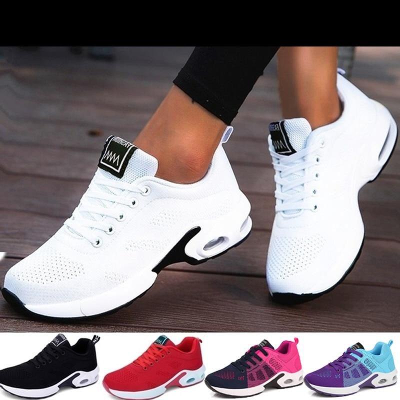 Athletic Sport Platform Sneakers Breathable Women Casual Fashion Height Increasing Shoes Air Cushion Soft Bottom Ultra Lightweight Running Workout Shoes Sports Design Stevvex