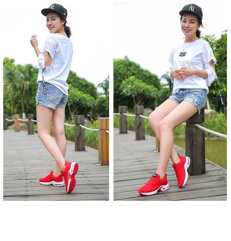 Athletic Sport Platform Sneakers Breathable Women Casual Fashion Height Increasing Shoes Air Cushion Soft Bottom Ultra Lightweight Running Workout Shoes Sports Design Stevvex