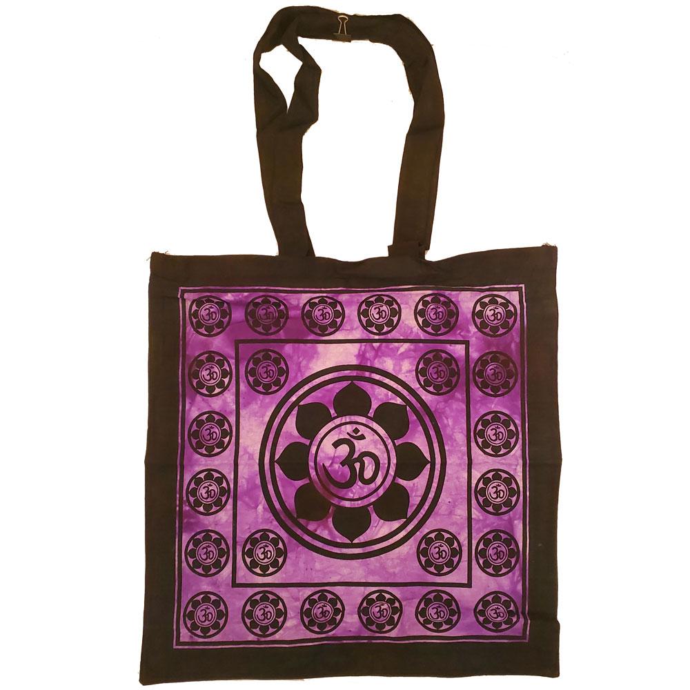 Aum Sanskrit Lotus Chakra Tie Dye Canvas Tote Shoulder Bag