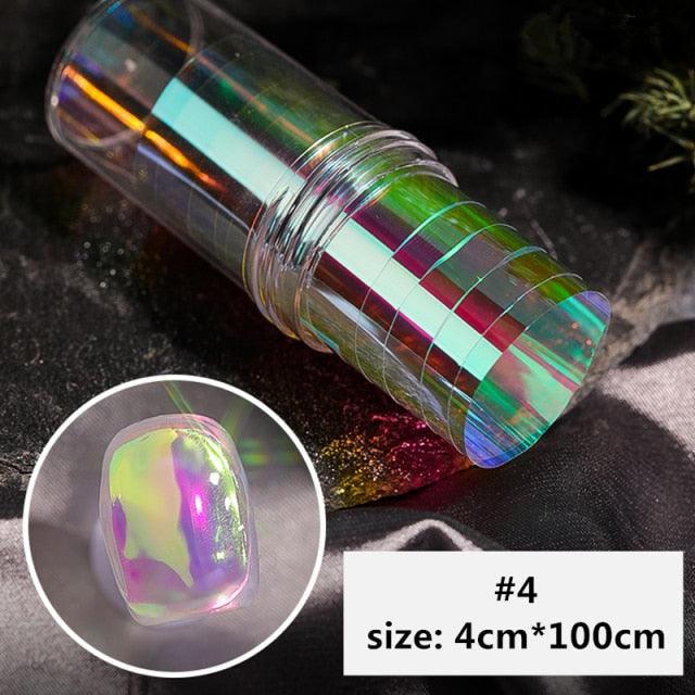 Aurora Nails Glass Foil Film Sticker Cellophane Paper Korean Nail Trend Design Ice Cube Manicure Accessories Heart Nail Art Stickers Glitter Decals Decoration Stickers Glitter Decals Love Nail Sequins Laser Heart Nail Supplies Sparkle Nail