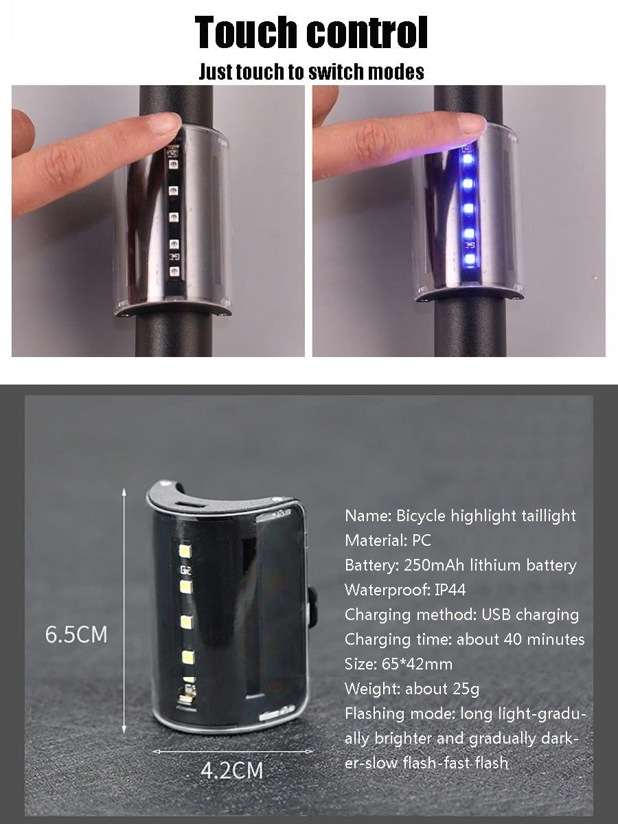 Auto-Sensing Bicycle Light Waterproof Bike Taillight LED USB Rechargable Safety Back Light Riding Warning Saddle Bike Rear Light Waterproof Bike Headlight Taillight LED Light Modes Bike Lights For Night Riding Stevvex