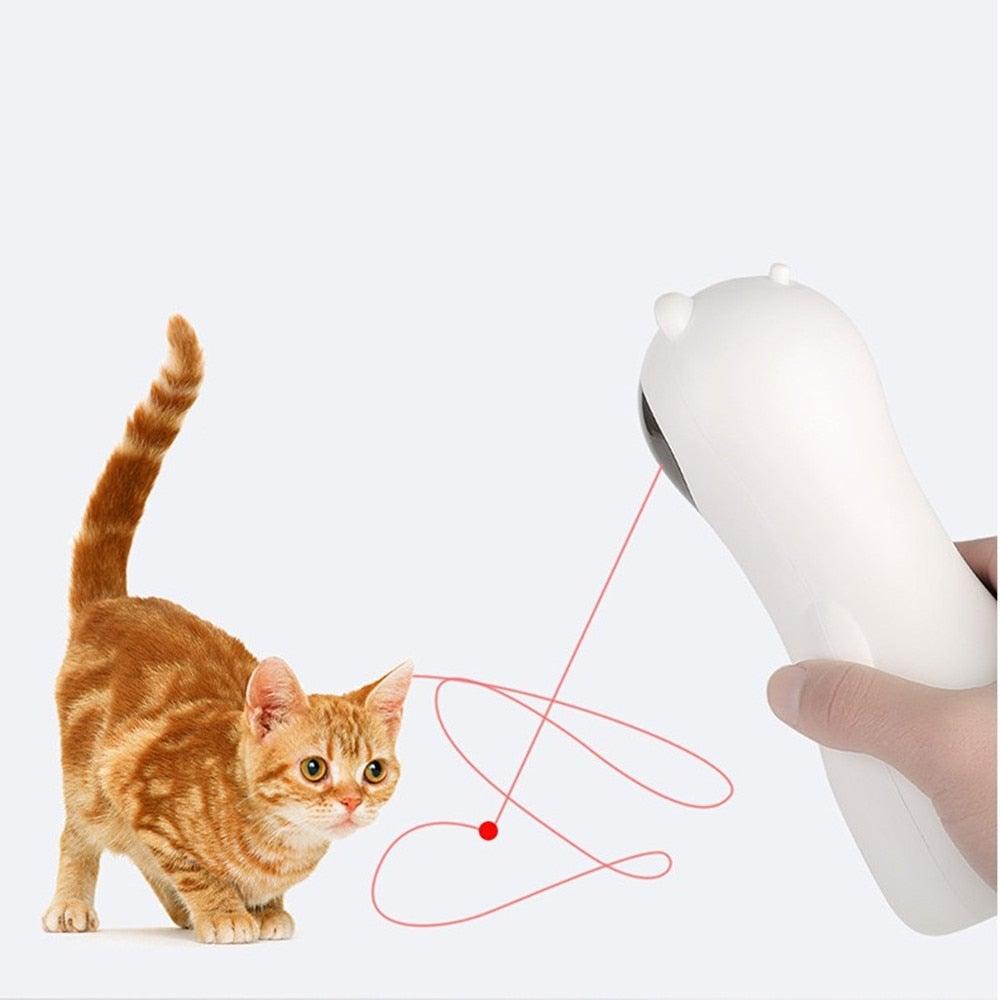 Automatic Cat Toys Teaser Interactive Smart Teasing Pet LED Laser Funny Handheld Mode Electronic Pet USB Charge Toys for Indoor Pet Auto On Off Silent Chase Laser Light Random Speed Pattern Active Cat Toys Hunting Exercise Stevvex