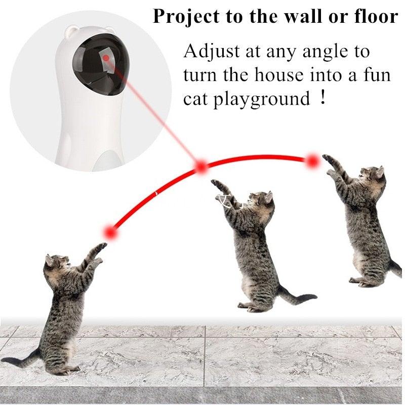 Automatic Cat Toys Teaser Interactive Smart Teasing Pet LED Laser Funny Handheld Mode Electronic Pet USB Charge Toys for Indoor Pet Auto On Off Silent Chase Laser Light Random Speed Pattern Active Cat Toys Hunting Exercise Stevvex
