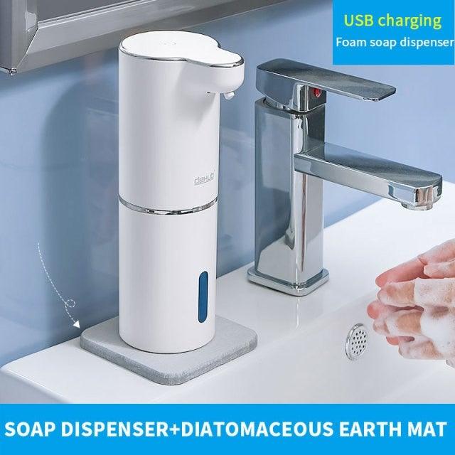 Automatic Foam Soap Dispensers Bathroom Smart Washing Hand Machine With USB Charging White High Quality Material  Automatic Touchless Soap Dispenser Rechargeable Foaming Soap Dispense With Adjustable Volume Suitable For Bathroom Office Hotel Stevvex