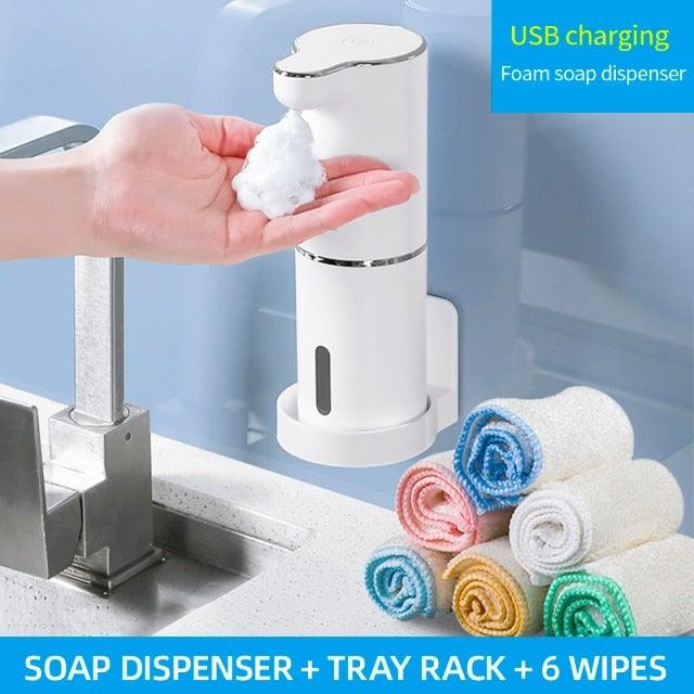 Automatic Foam Soap Dispensers Bathroom Smart Washing Hand Machine With USB Charging White High Quality Material  Automatic Touchless Soap Dispenser Rechargeable Foaming Soap Dispense With Adjustable Volume Suitable For Bathroom Office Hotel Stevvex