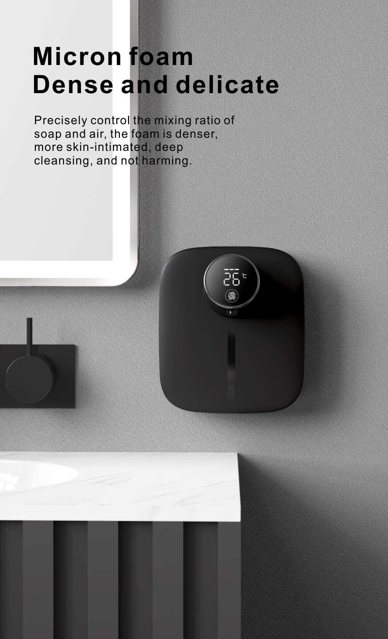 Automatic Liquid Soap Dispenser Intelligent Induction Hand Washer LED Temperature Display Wall-mounted Foam Soap Dispenser Automatic Induction Soap Dispenser Wall-Mounted Mobile Phone Washing Infrared Thermometer Household Stevvex