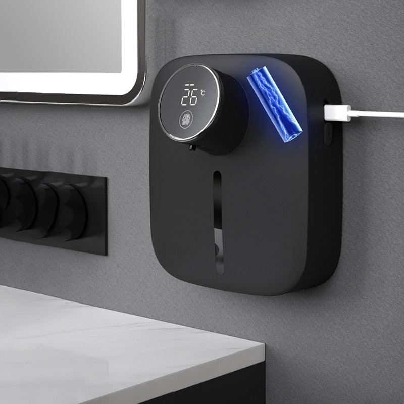Automatic Liquid Soap Dispenser Intelligent Induction Hand Washer LED Temperature Display Wall-mounted Foam Soap Dispenser Automatic Induction Soap Dispenser Wall-Mounted Mobile Phone Washing Infrared Thermometer Household Stevvex
