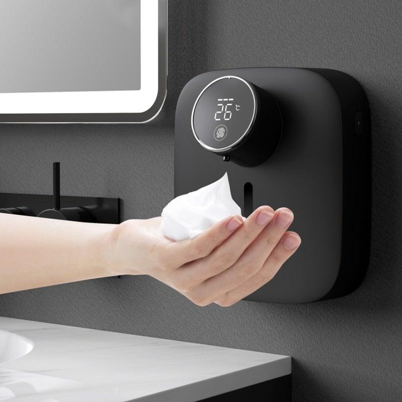 Automatic Liquid Soap Dispenser Intelligent Induction Hand Washer LED Temperature Display Wall-mounted Foam Soap Dispenser Automatic Induction Soap Dispenser Wall-Mounted Mobile Phone Washing Infrared Thermometer Household Stevvex