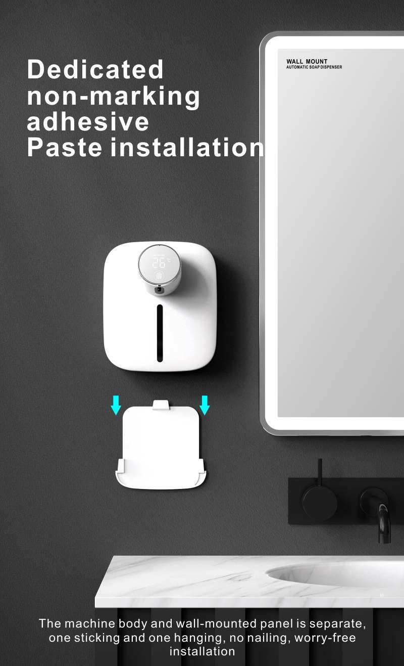 Automatic Liquid Soap Dispenser Intelligent Induction Hand Washer LED Temperature Display Wall-mounted Foam Soap Dispenser Automatic Induction Soap Dispenser Wall-Mounted Mobile Phone Washing Infrared Thermometer Household Stevvex