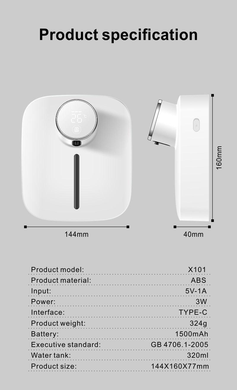 Automatic Liquid Soap Dispenser Intelligent Induction Hand Washer LED Temperature Display Wall-mounted Foam Soap Dispenser Automatic Induction Soap Dispenser Wall-Mounted Mobile Phone Washing Infrared Thermometer Household Stevvex