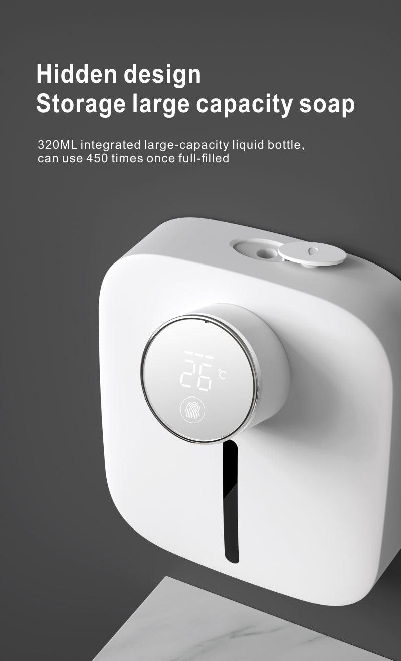 Automatic Liquid Soap Dispenser Intelligent Induction Hand Washer LED Temperature Display Wall-mounted Foam Soap Dispenser Automatic Induction Soap Dispenser Wall-Mounted Mobile Phone Washing Infrared Thermometer Household Stevvex