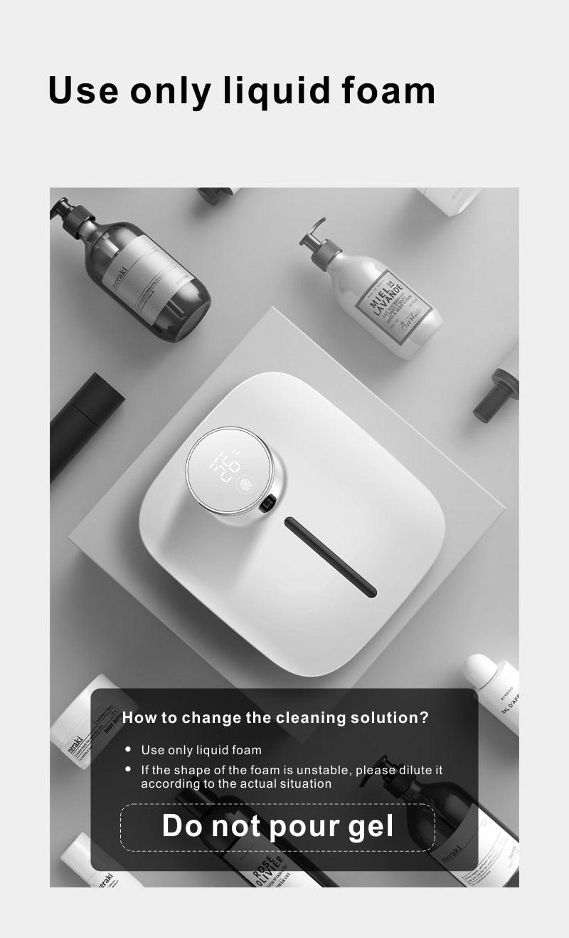 Automatic Liquid Soap Dispenser Intelligent Induction Hand Washer LED Temperature Display Wall-mounted Foam Soap Dispenser Automatic Induction Soap Dispenser Wall-Mounted Mobile Phone Washing Infrared Thermometer Household Stevvex