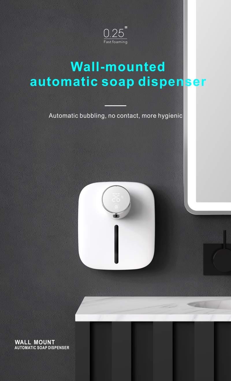 Automatic Liquid Soap Dispenser Intelligent Induction Hand Washer LED Temperature Display Wall-mounted Foam Soap Dispenser Automatic Induction Soap Dispenser Wall-Mounted Mobile Phone Washing Infrared Thermometer Household Stevvex