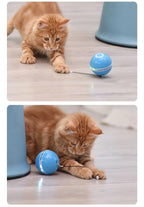 Automatic Smart Cat Toys Ball Interactive Catnip USB Rechargeable Self Rotating Colorful Led Feather Bells Toys for Cats Kitten Build-in Spinning Led Light Stimulate Hunting Instinct Stevvex