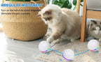 Automatic Smart Cat Toys Ball Interactive Catnip USB Rechargeable Self Rotating Colorful Led Feather Bells Toys for Cats Kitten Build-in Spinning Led Light Stimulate Hunting Instinct Stevvex