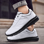 Autumn Mens Fashion White Sneakers Light Sport Shoes Black Leather Running Spring Winter Warm Soft Shoes Athletic Road Running Casual Lace Up Comfort Sports Fashion Sneakers Stevvex