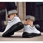 Autumn Mens Fashion White Sneakers Light Sport Shoes Black Leather Running Spring Winter Warm Soft Shoes Athletic Road Running Casual Lace Up Comfort Sports Fashion Sneakers Stevvex