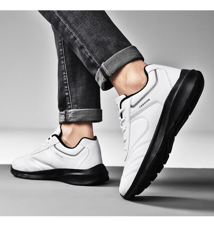 Autumn Mens Fashion White Sneakers Light Sport Shoes Black Leather Running Spring Winter Warm Soft Shoes Athletic Road Running Casual Lace Up Comfort Sports Fashion Sneakers Stevvex