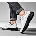 Autumn Mens Fashion White Sneakers Light Sport Shoes Black Leather Running Spring Winter Warm Soft Shoes Athletic Road Running Casual Lace Up Comfort Sports Fashion Sneakers Stevvex