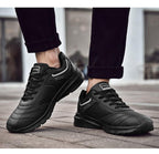 Autumn Mens Fashion White Sneakers Light Sport Shoes Black Leather Running Spring Winter Warm Soft Shoes Athletic Road Running Casual Lace Up Comfort Sports Fashion Sneakers Stevvex