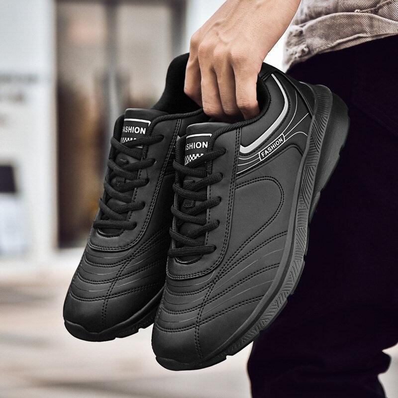 Autumn Mens Fashion White Sneakers Light Sport Shoes Black Leather Running Spring Winter Warm Soft Shoes Athletic Road Running Casual Lace Up Comfort Sports Fashion Sneakers Stevvex