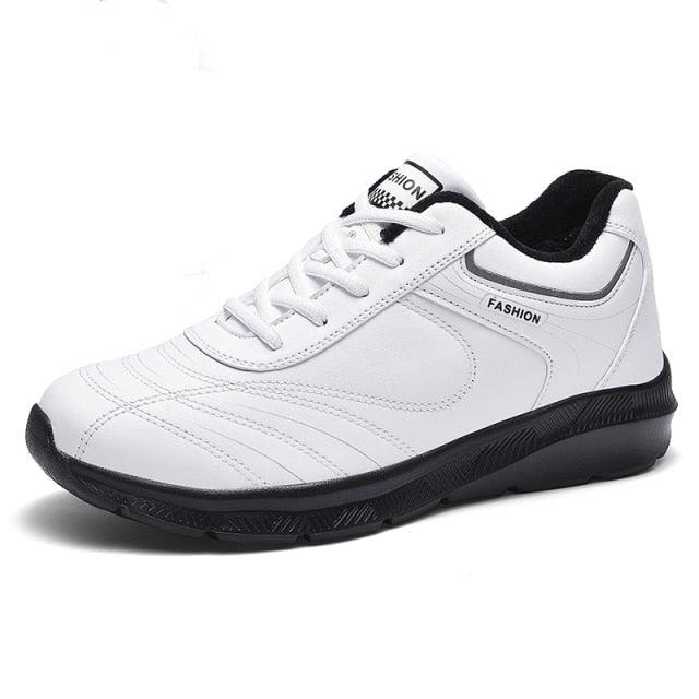 Autumn Mens Fashion White Sneakers Light Sport Shoes Black Leather Running Spring Winter Warm Soft Shoes Athletic Road Running Casual Lace Up Comfort Sports Fashion Sneakers Stevvex