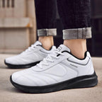 Autumn Mens Fashion White Sneakers Light Sport Shoes Black Leather Running Spring Winter Warm Soft Shoes Athletic Road Running Casual Lace Up Comfort Sports Fashion Sneakers Stevvex