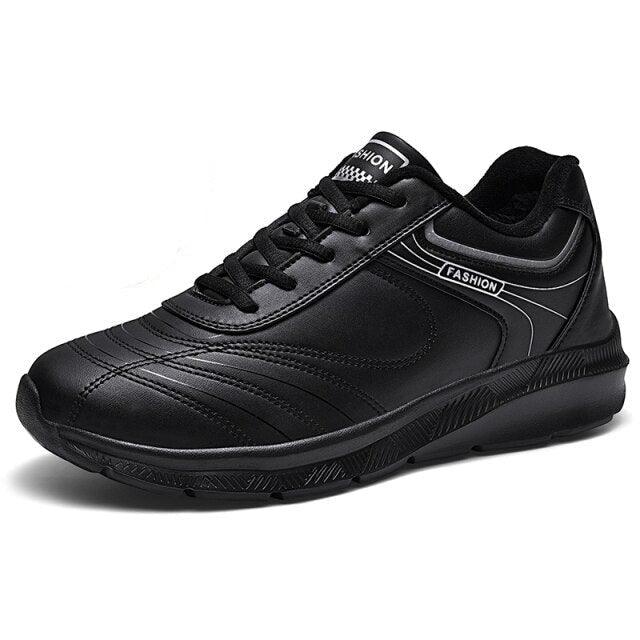 Autumn Mens Fashion White Sneakers Light Sport Shoes Black Leather Running Spring Winter Warm Soft Shoes Athletic Road Running Casual Lace Up Comfort Sports Fashion Sneakers Stevvex