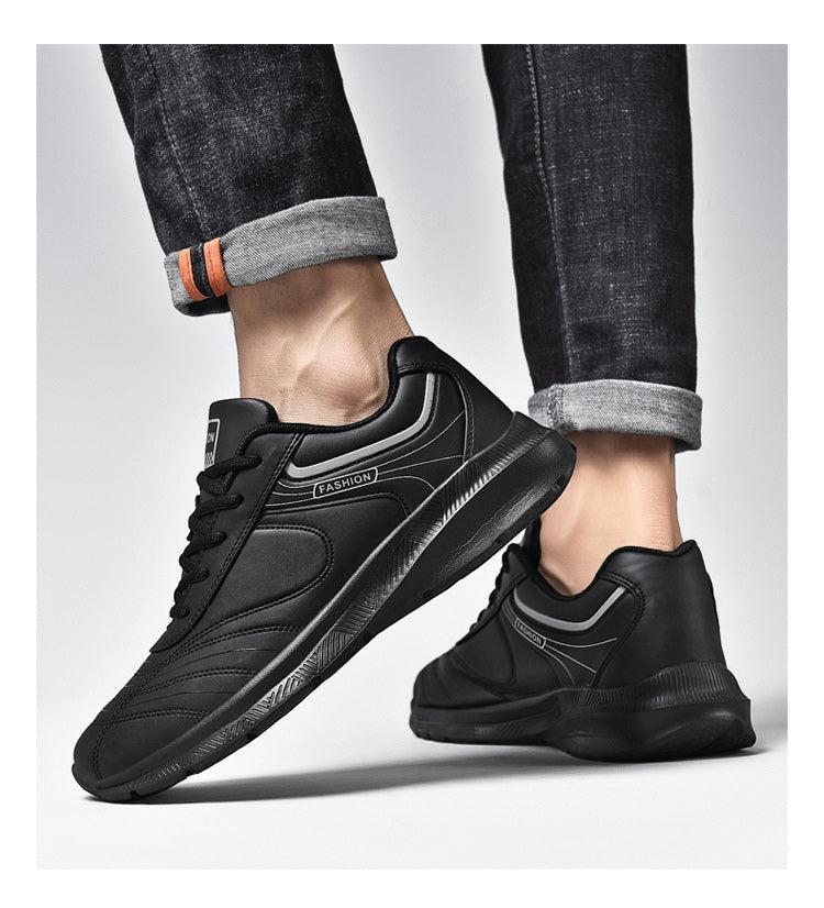 Autumn Mens Fashion White Sneakers Light Sport Shoes Black Leather Running Spring Winter Warm Soft Shoes Athletic Road Running Casual Lace Up Comfort Sports Fashion Sneakers Stevvex
