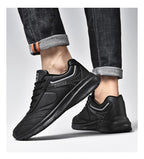 Autumn Mens Fashion White Sneakers Light Sport Shoes Black Leather Running Spring Winter Warm Soft Shoes Athletic Road Running Casual Lace Up Comfort Sports Fashion Sneakers Stevvex