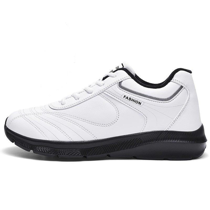 Autumn Mens Fashion White Sneakers Light Sport Shoes Black Leather Running Spring Winter Warm Soft Shoes Athletic Road Running Casual Lace Up Comfort Sports Fashion Sneakers Stevvex