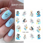 Autumn Simple Green Pink Pattern Water Nail Decal Sticker Flower Leaf Tree Winter Slider For Nail Art Manicuring Decoration Decals for Nail Art Decoration Including Hearts Stars Letters Bowknot Leaves Flowers Plants Fruits Butterflies