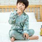 Autumn Winter Long Sleeve Kid Sleepwear Set Silk Pajamas Set Boys Pajamas Sets For Kids Home Cloth Girls Pajamas Set Kids Pajamas Sets Girls Cartoon Pattern Night Suit Children Sleepwear Pajamas Kids Silk Nightwear Stevvex