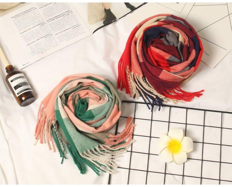 Autumn Winter Luxury Soft Men's Plaid Lightweight Scarf Elegant Thicken Wrap Shawl Ladies Lightweight Escharpe Soft Wool Elegant Neckwear Cashmere Scarf Long Thick Warm Unisex For Women Men Stevvex