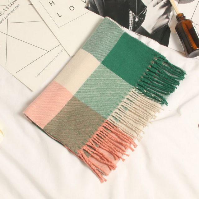 Autumn Winter Luxury Soft Men's Plaid Lightweight Scarf Elegant Thicken Wrap Shawl Ladies Lightweight Escharpe Soft Wool Elegant Neckwear Cashmere Scarf Long Thick Warm Unisex For Women Men Stevvex