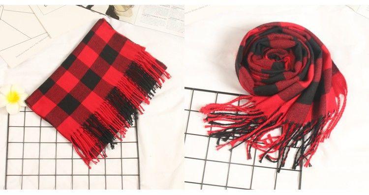 Autumn Winter Luxury Soft Men's Plaid Lightweight Scarf Elegant Thicken Wrap Shawl Ladies Lightweight Escharpe Soft Wool Elegant Neckwear Cashmere Scarf Long Thick Warm Unisex For Women Men Stevvex