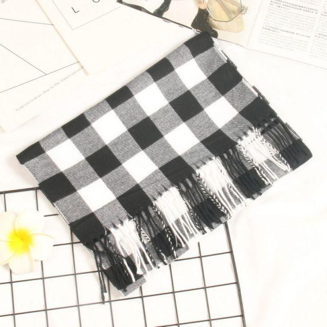 Autumn Winter Luxury Soft Men's Plaid Lightweight Scarf Elegant Thicken Wrap Shawl Ladies Lightweight Escharpe Soft Wool Elegant Neckwear Cashmere Scarf Long Thick Warm Unisex For Women Men Stevvex