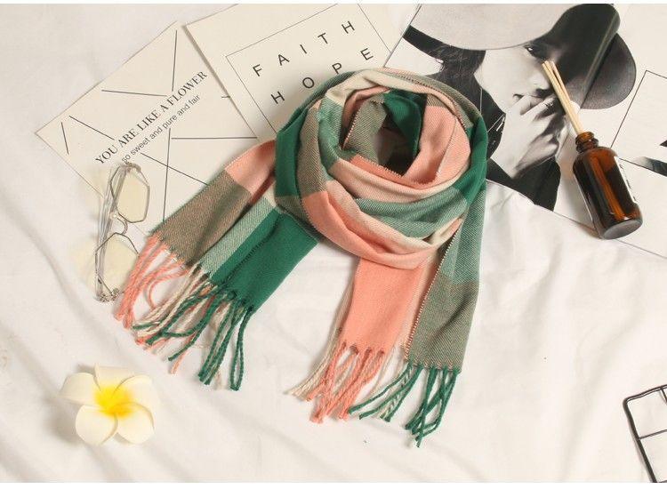 Autumn Winter Luxury Soft Men's Plaid Lightweight Scarf Elegant Thicken Wrap Shawl Ladies Lightweight Escharpe Soft Wool Elegant Neckwear Cashmere Scarf Long Thick Warm Unisex For Women Men Stevvex