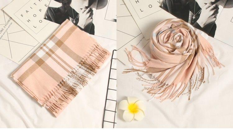 Autumn Winter Luxury Soft Men's Plaid Lightweight Scarf Elegant Thicken Wrap Shawl Ladies Lightweight Escharpe Soft Wool Elegant Neckwear Cashmere Scarf Long Thick Warm Unisex For Women Men Stevvex