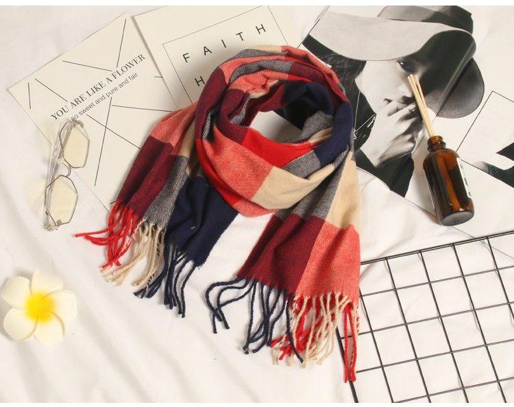 Autumn Winter Luxury Soft Men's Plaid Lightweight Scarf Elegant Thicken Wrap Shawl Ladies Lightweight Escharpe Soft Wool Elegant Neckwear Cashmere Scarf Long Thick Warm Unisex For Women Men Stevvex