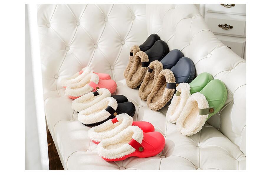 Autumn Winter New Lightweight Home Men's Slippers Non-Slip Warm And Waterproof Plush Cotton Slippers Classic Fur Lined Clog Waterproof Winter House Comfortable Indoor Slippers Stevvex