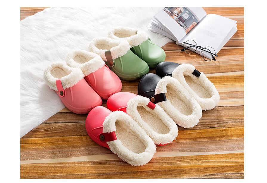 Autumn Winter New Lightweight Home Men's Slippers Non-Slip Warm And Waterproof Plush Cotton Slippers Classic Fur Lined Clog Waterproof Winter House Comfortable Indoor Slippers Stevvex