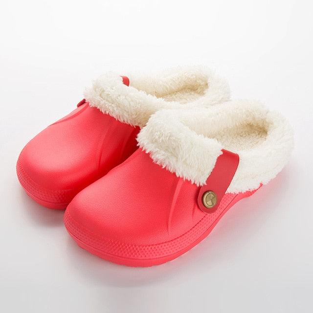 Autumn Winter New Lightweight Home Men's Slippers Non-Slip Warm And Waterproof Plush Cotton Slippers Classic Fur Lined Clog Waterproof Winter House Comfortable Indoor Slippers Stevvex