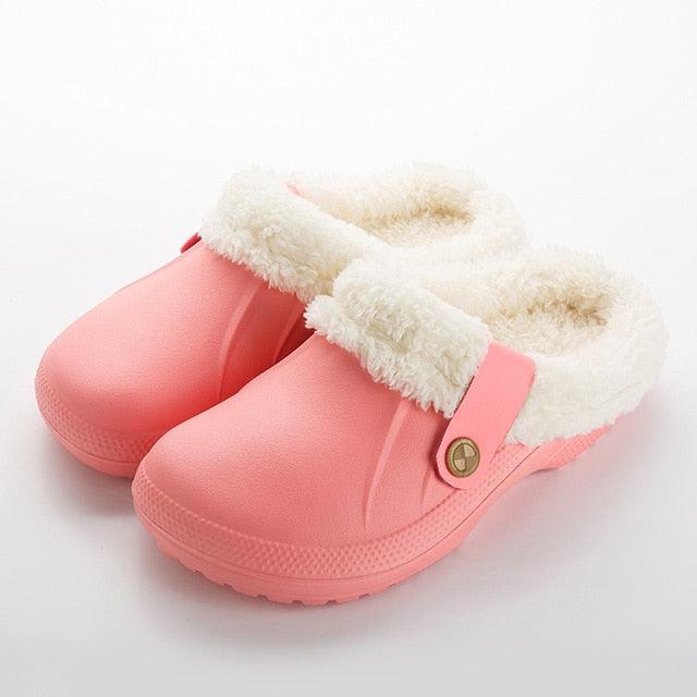 Autumn Winter New Lightweight Home Men's Slippers Non-Slip Warm And Waterproof Plush Cotton Slippers Classic Fur Lined Clog Waterproof Winter House Comfortable Indoor Slippers Stevvex