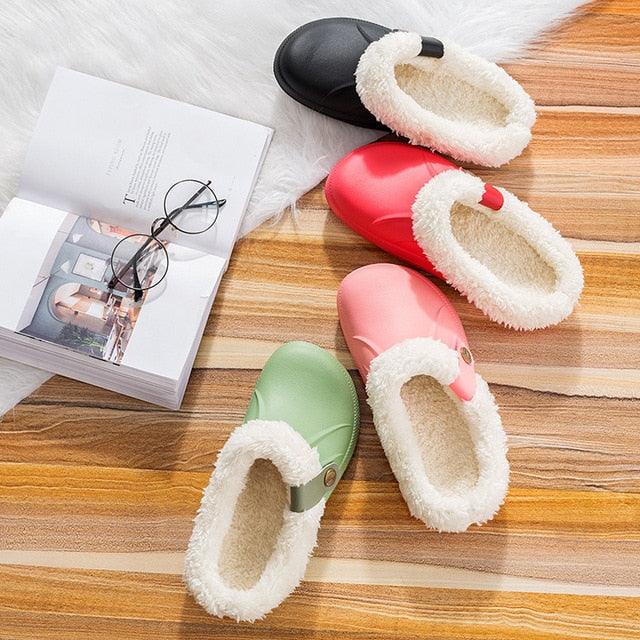 Autumn Winter New Lightweight Home Men's Slippers Non-Slip Warm And Waterproof Plush Cotton Slippers Classic Fur Lined Clog Waterproof Winter House Comfortable Indoor Slippers Stevvex