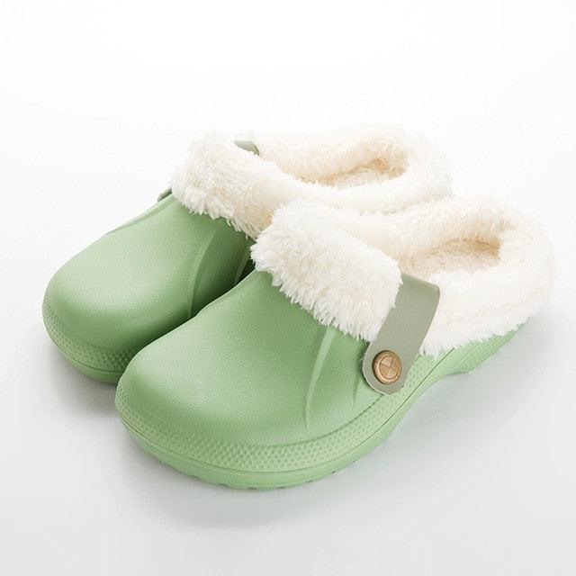 Autumn Winter New Lightweight Home Men's Slippers Non-Slip Warm And Waterproof Plush Cotton Slippers Classic Fur Lined Clog Waterproof Winter House Comfortable Indoor Slippers Stevvex