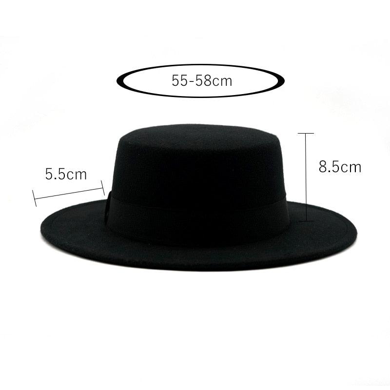 Autumn Winter Polyester Flat Top Hat For Women's Luxury Wide Fedora Hat Jazz Cap Classic Wide Hat Women Comfortable Elegant Hat For Summer Classic Design Stevvex