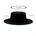 Autumn Winter Polyester Flat Top Hat For Women's Luxury Wide Fedora Hat Jazz Cap Classic Wide Hat Women Comfortable Elegant Hat For Summer Classic Design Stevvex